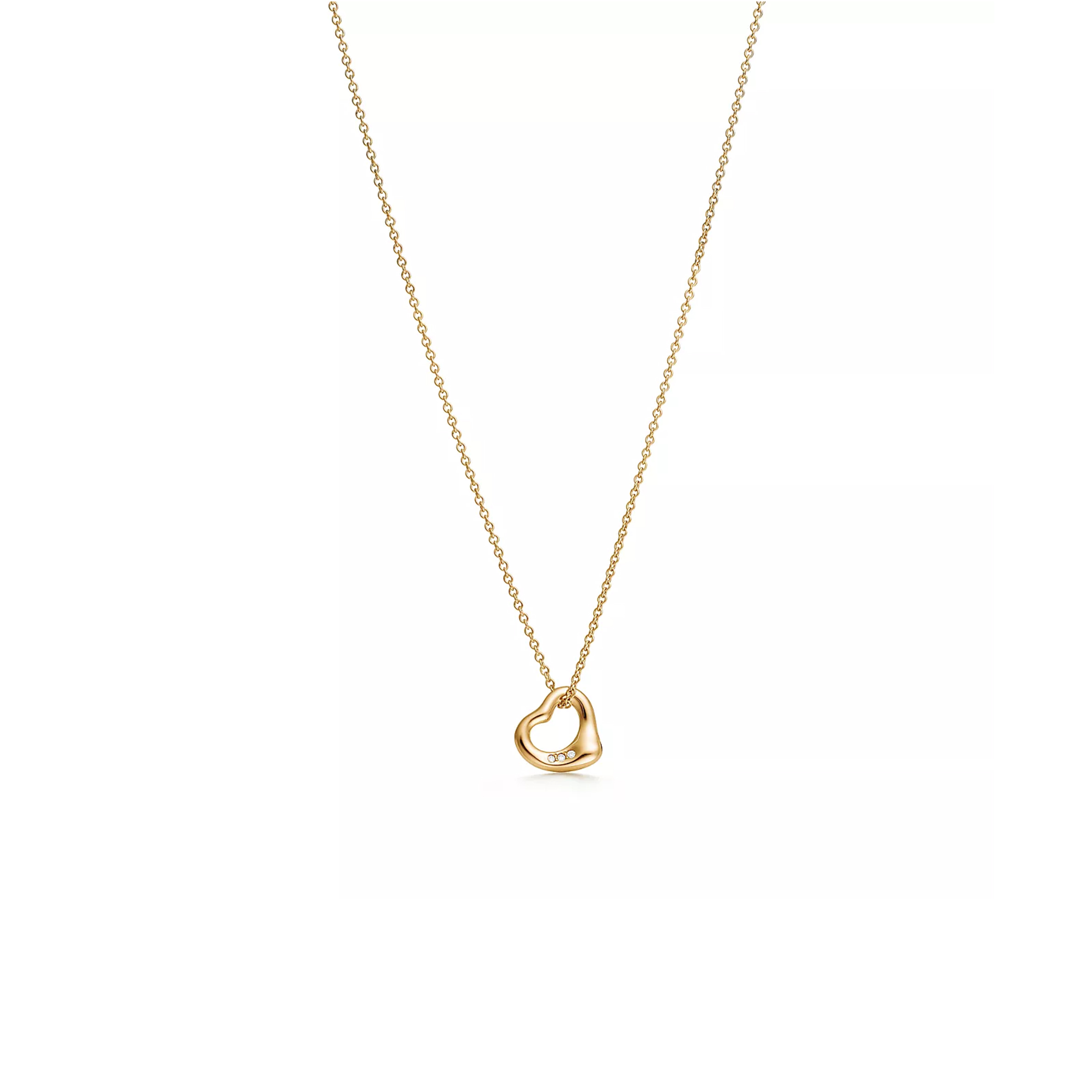 TIFFANY ELSA PERETTI® OPEN HEART PENDANT IN 18K GOLD WITH DIAMONDS 68119227